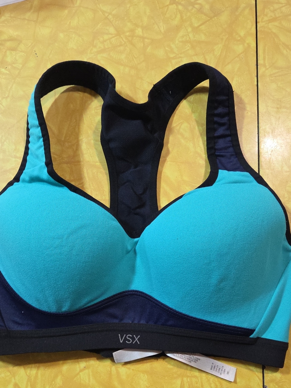 VSX Teal and Black Racerback Padded Sports Bra